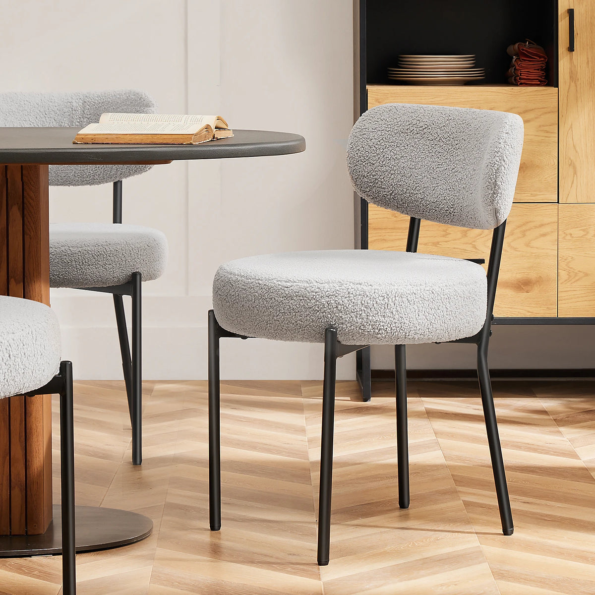 JHK Ergonomic Fabric Dining Chairs With Sturdy Metal Legs