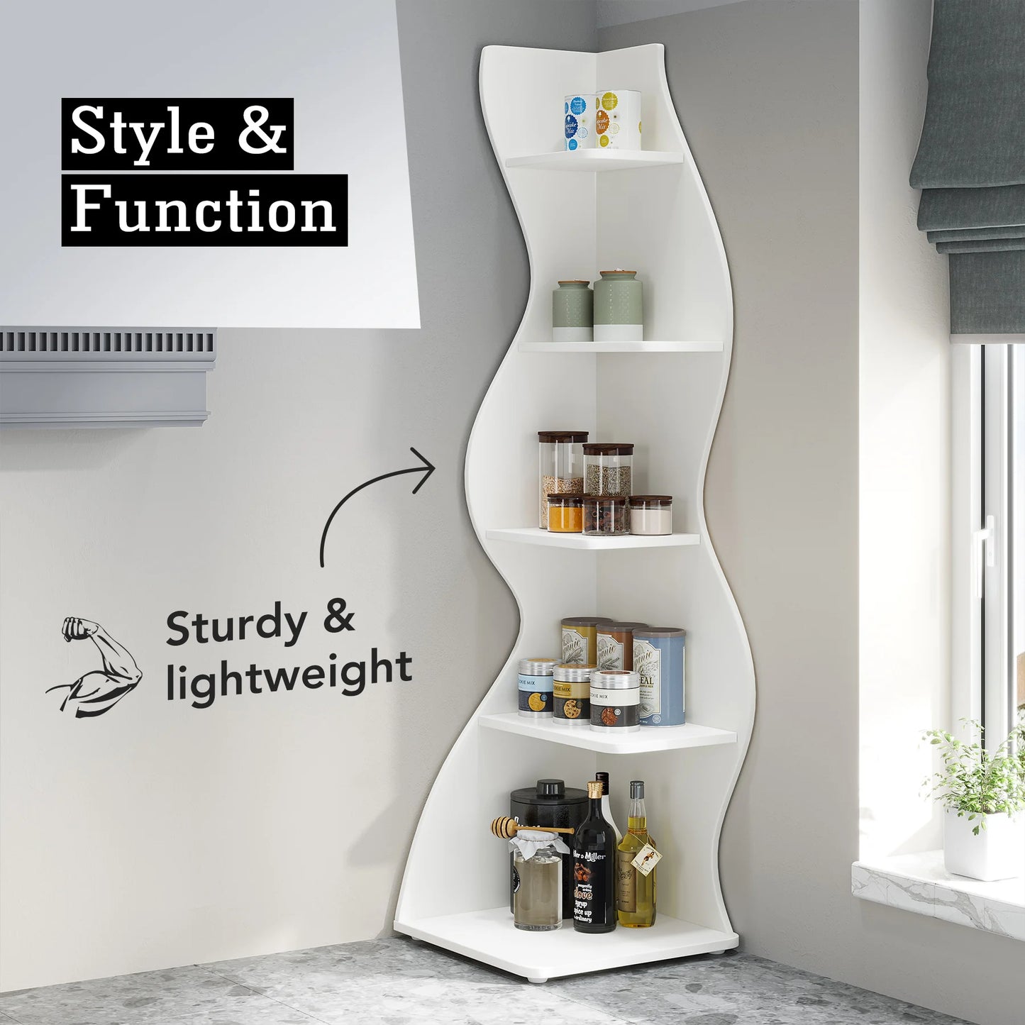 Tribesigns Five Tier Corner Shelf Wall Bookcase Plant Stand