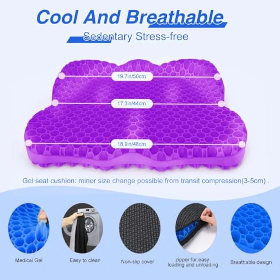 Thick Gel Cooling Office Chair Seat Cushion With Ergonomic Relief