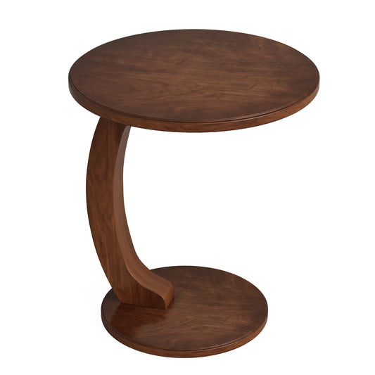 Tribesigns Round End Table Wood C Shaped Sofa Side Table