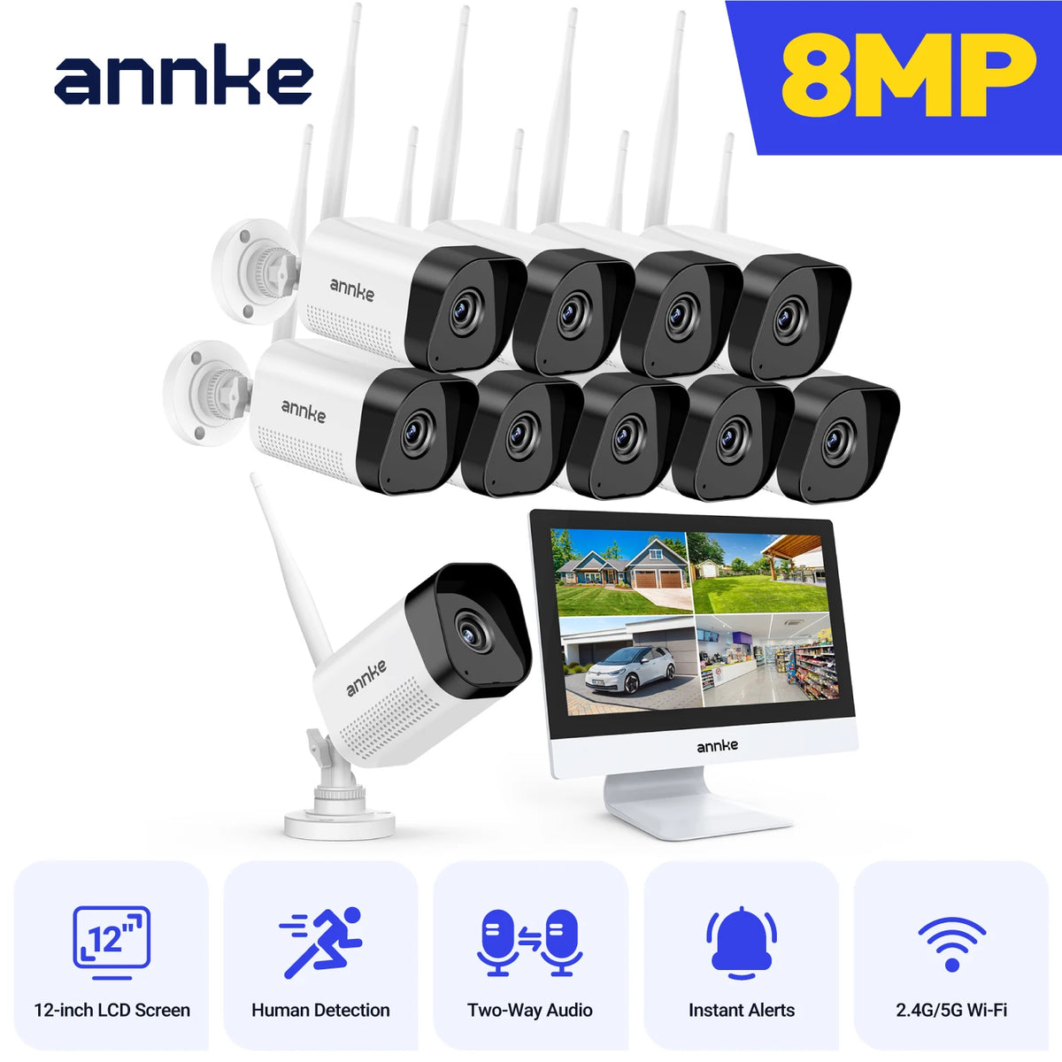 ANNKE 4K Wireless Security Camera System With Two Way Audio