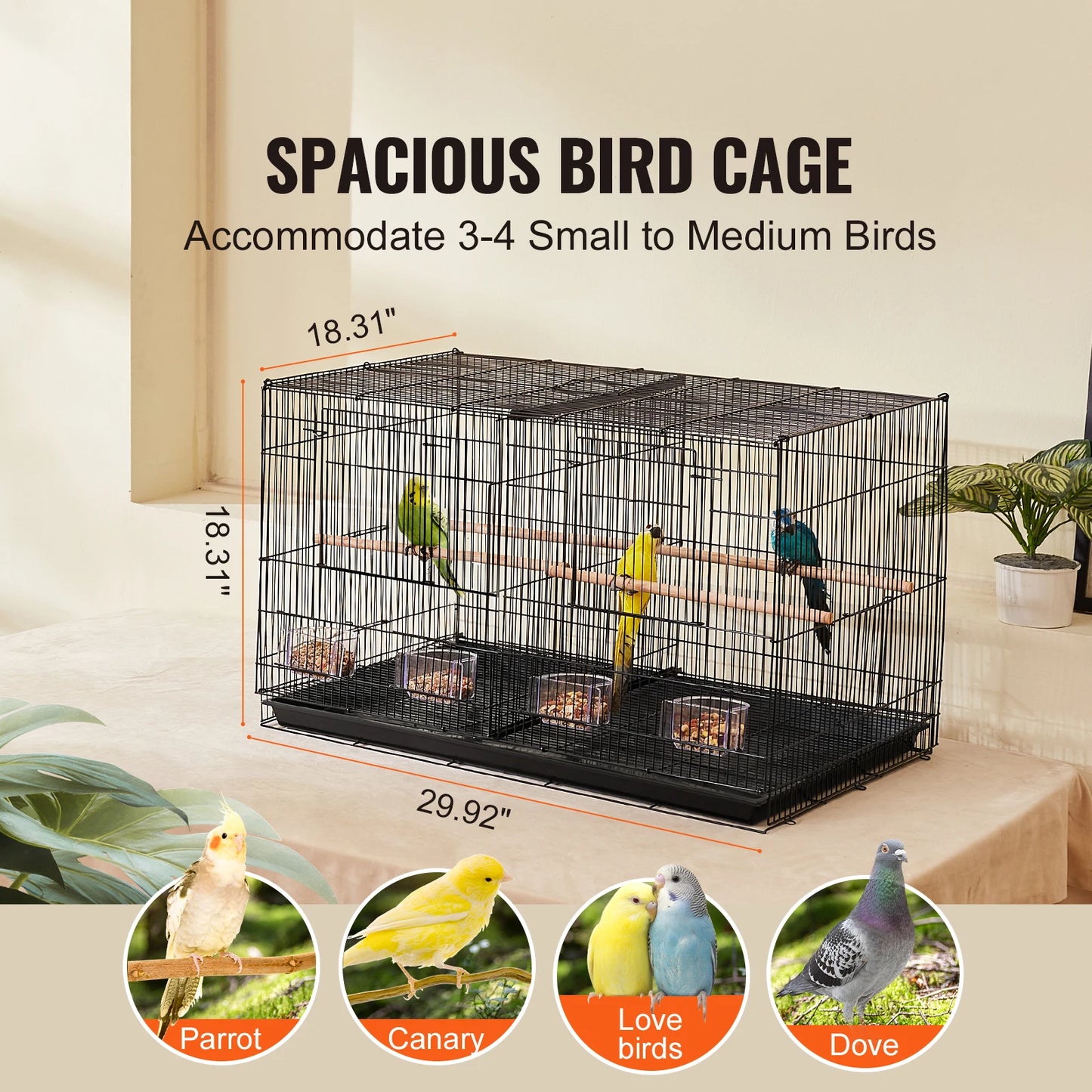 SucceBuy Stackable Divider Bird Cage for Small Birds Travel Cage With Handle