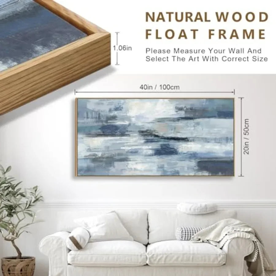 Abstract Ocean Canvas Wall Art Framed For Living Room Office