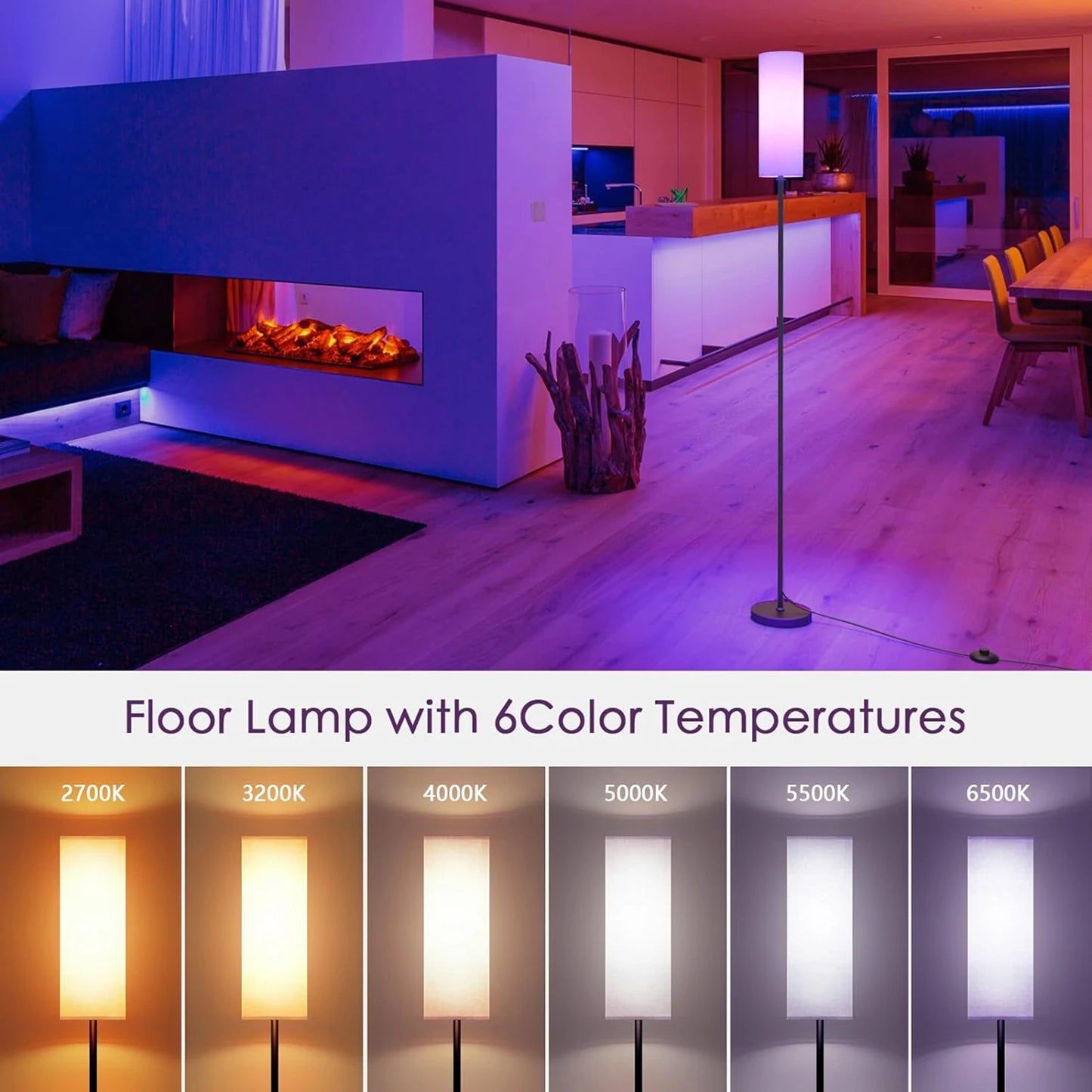 Modern Solar Floor Lamp Standing Light With Switch