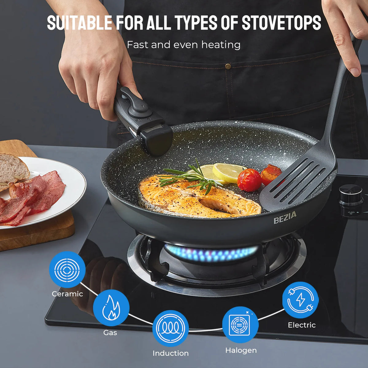Nonstick Induction Cookware Set With Removable Handles And Lids