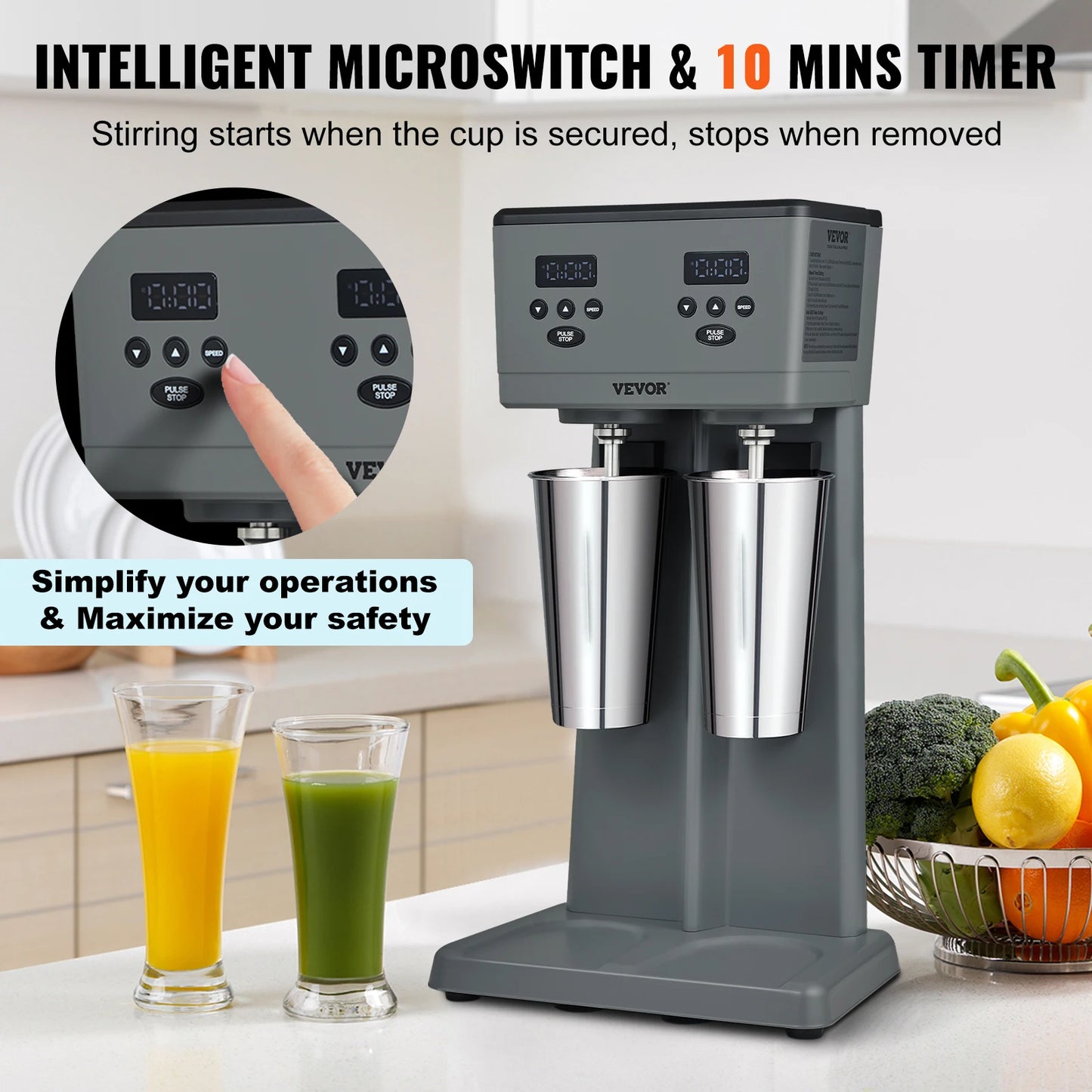 VEVOR Dual Head Milkshake Mixer Machine 375W Commercial