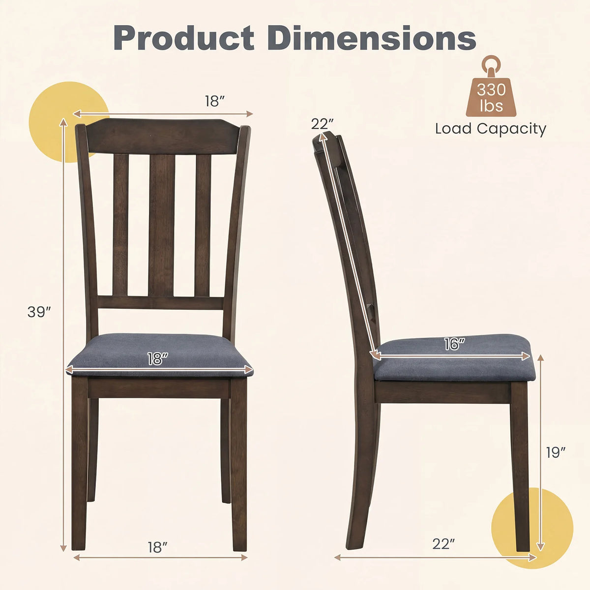 HOMASIS Wooden Dining Chair Set With Padded Seat And Backrest