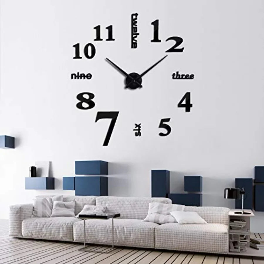DIY Modern 3D Wall Clock With Mirror Numbers Decor