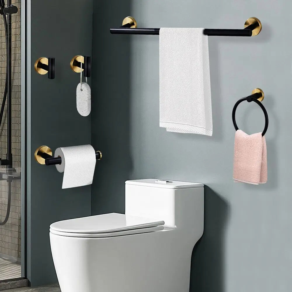 Stainless Steel Wall Mounted Bathroom Hardware Set With Rack