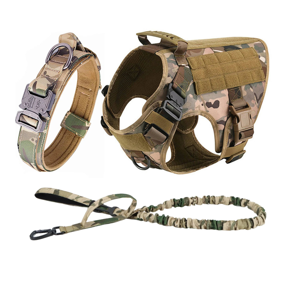 Tactical Nylon Dog Harness With Molle Pockets And Quick Release
