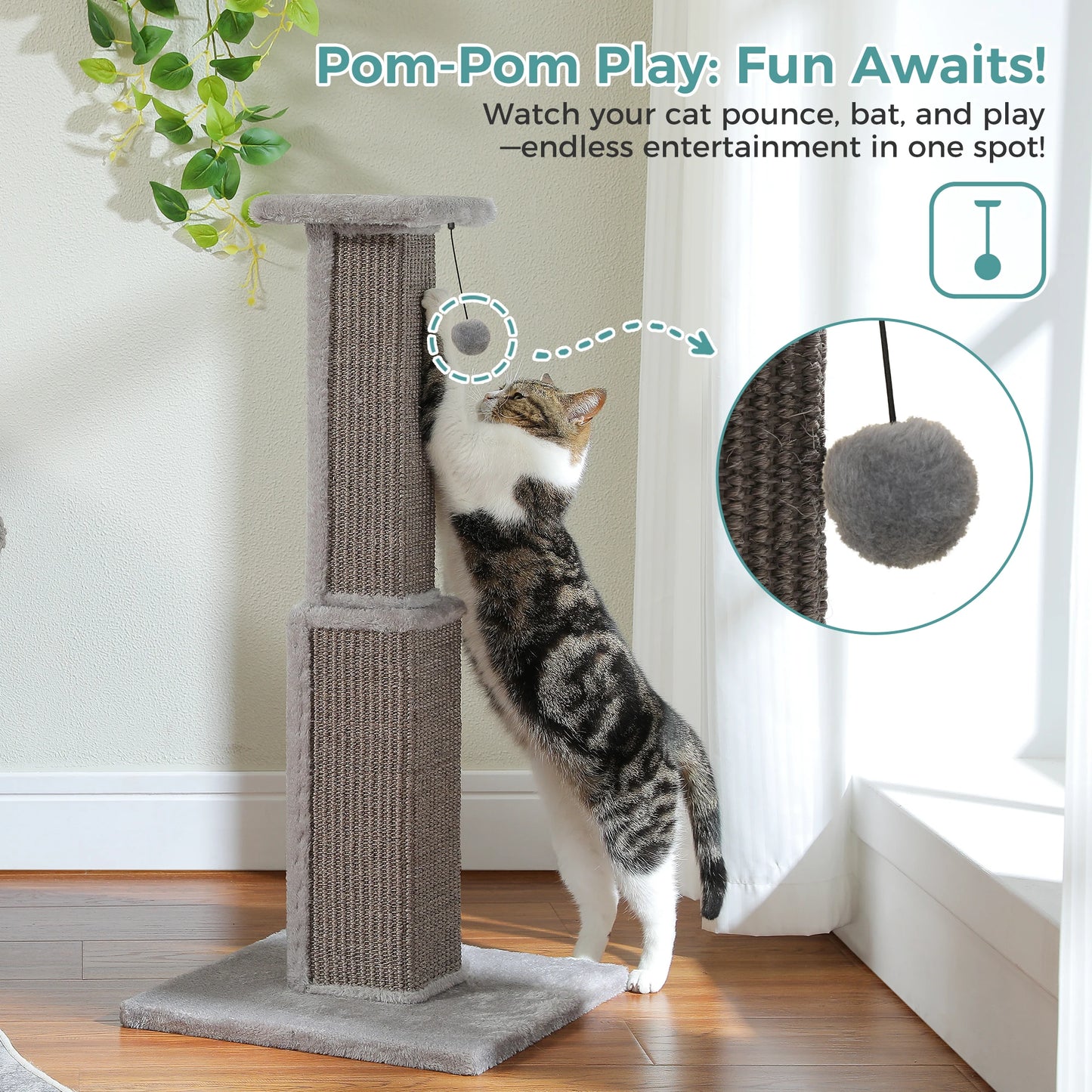 PAWZ Road Indoor Cat Scratch Post With Sisal Ball Toy