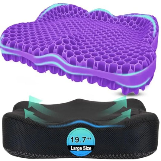 Thick Gel Cooling Office Chair Seat Cushion With Ergonomic Relief