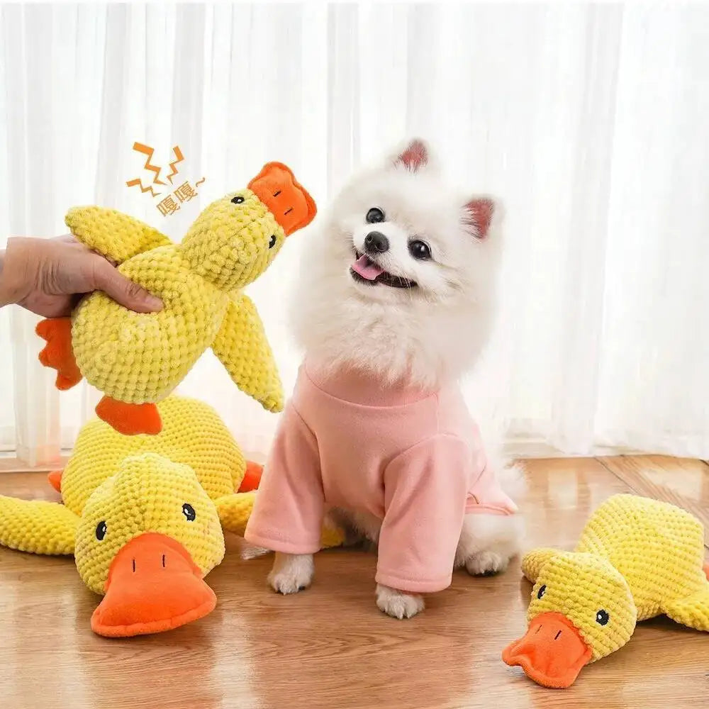 Squeaky Plush Duck Dog Toy Bite Resistant Chew