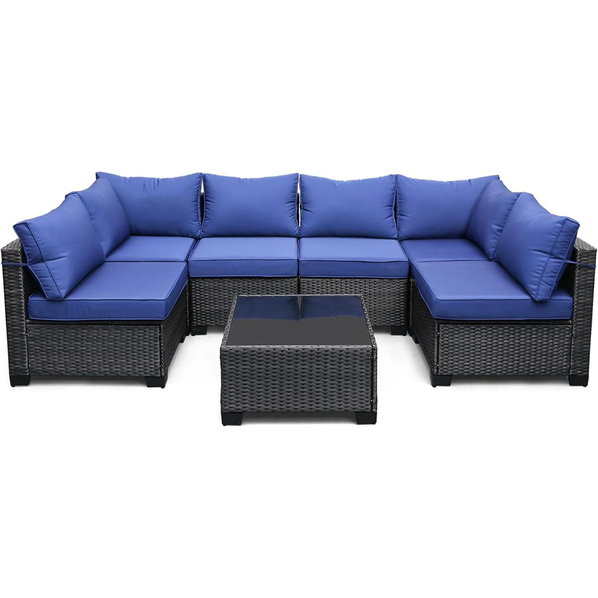HiMISS Modular PE Rattan Outdoor Sectional Conversation Sofa Set