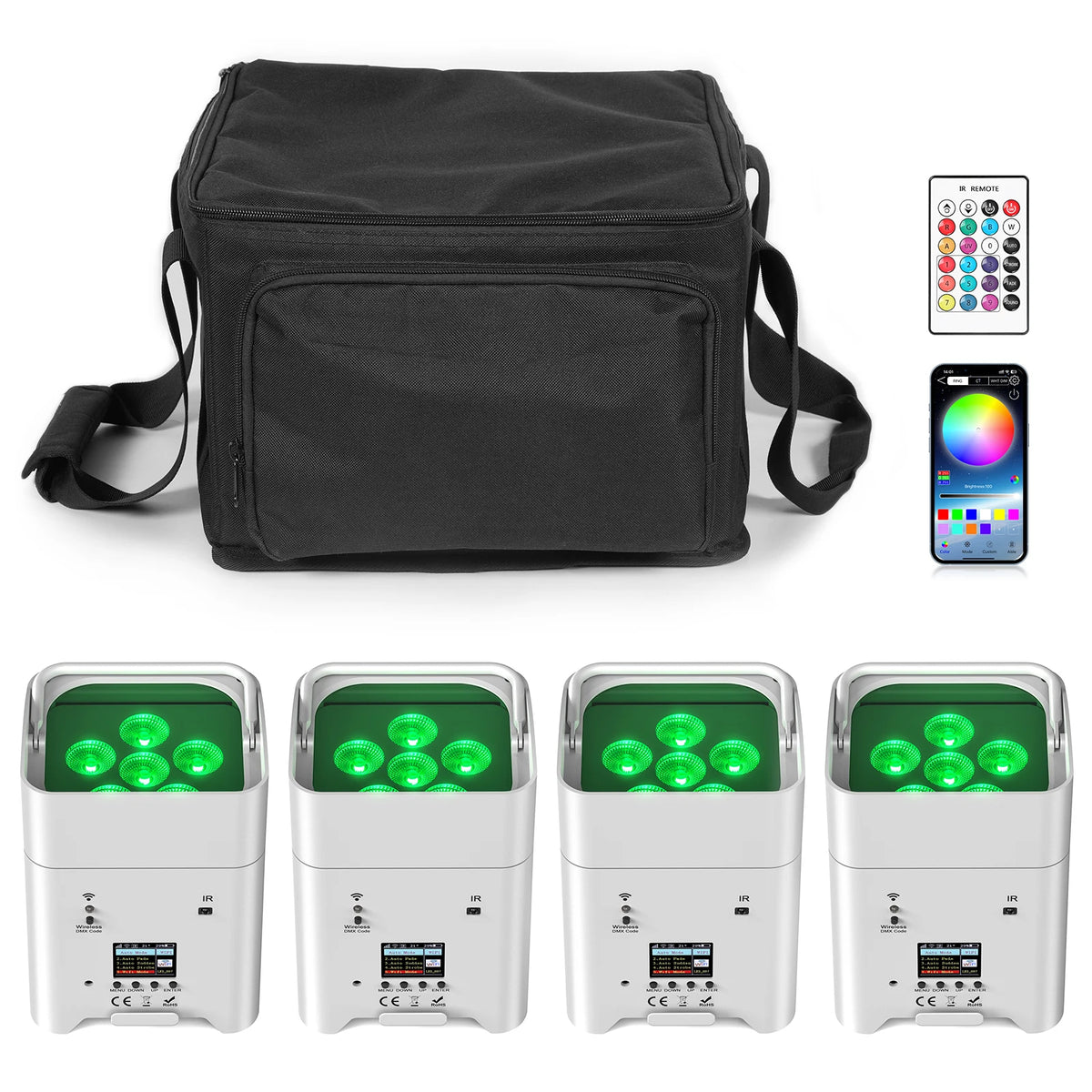 U'King Rechargeable RGBWA UV LED DMX Stage Par Light