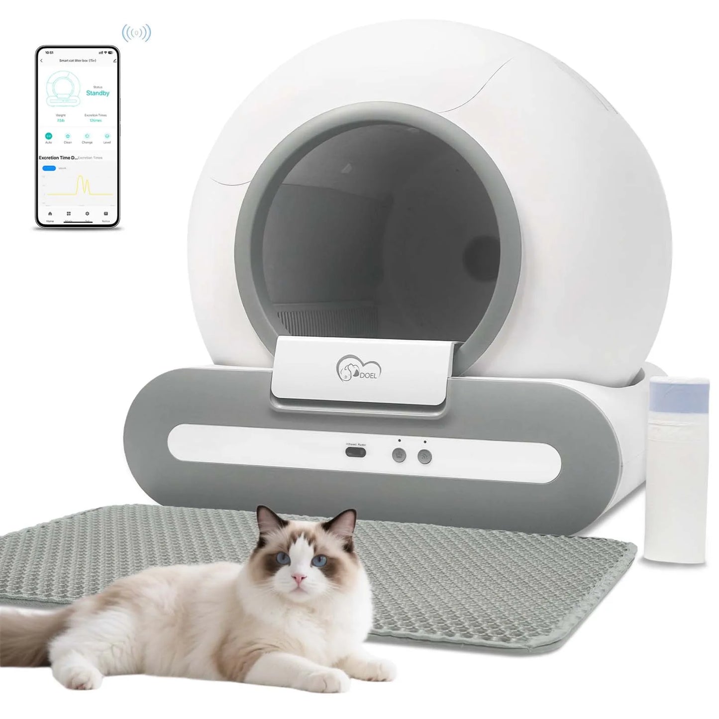 DOEL Self Cleaning Cat Litter Box With App Control And WiFi
