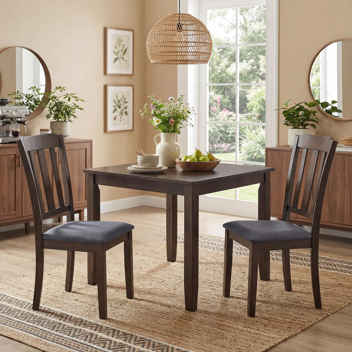 HOMASIS Wooden Dining Chair Set With Padded Seat And Backrest