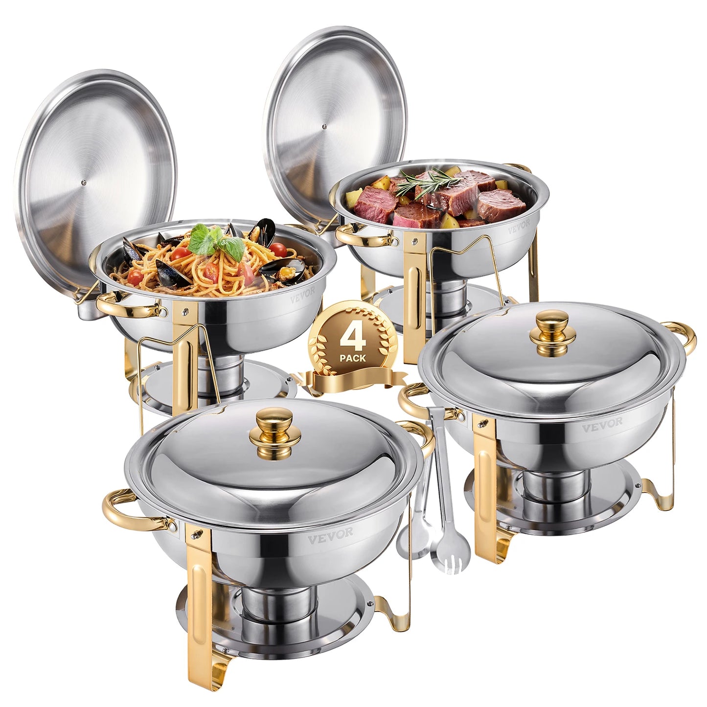 SucceBuy Chafing Dish Buffet Stainless Steel Warmer With 4 Pans