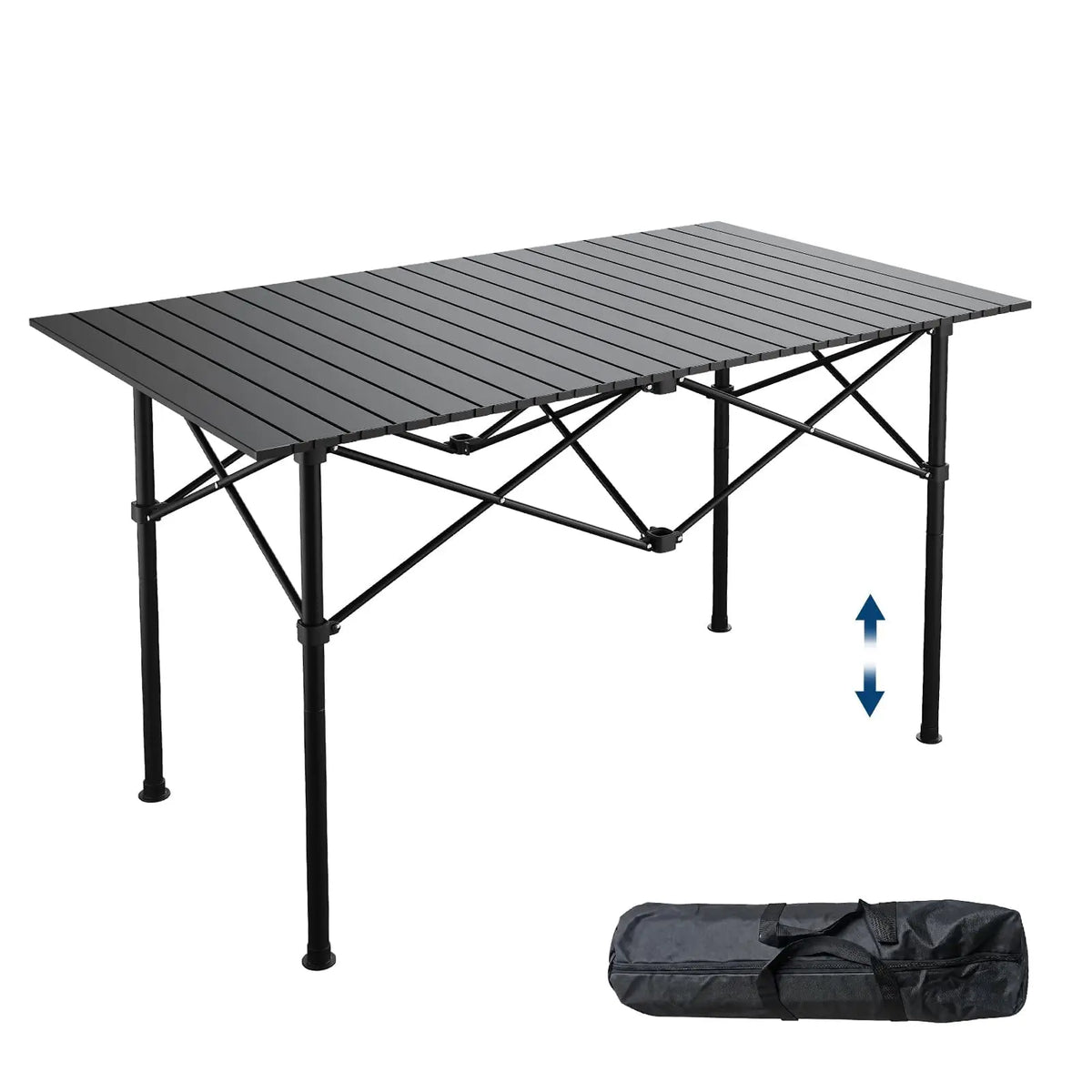 HiMISS Adjustable Folding Camping Table With Portable Aluminum Roll Up