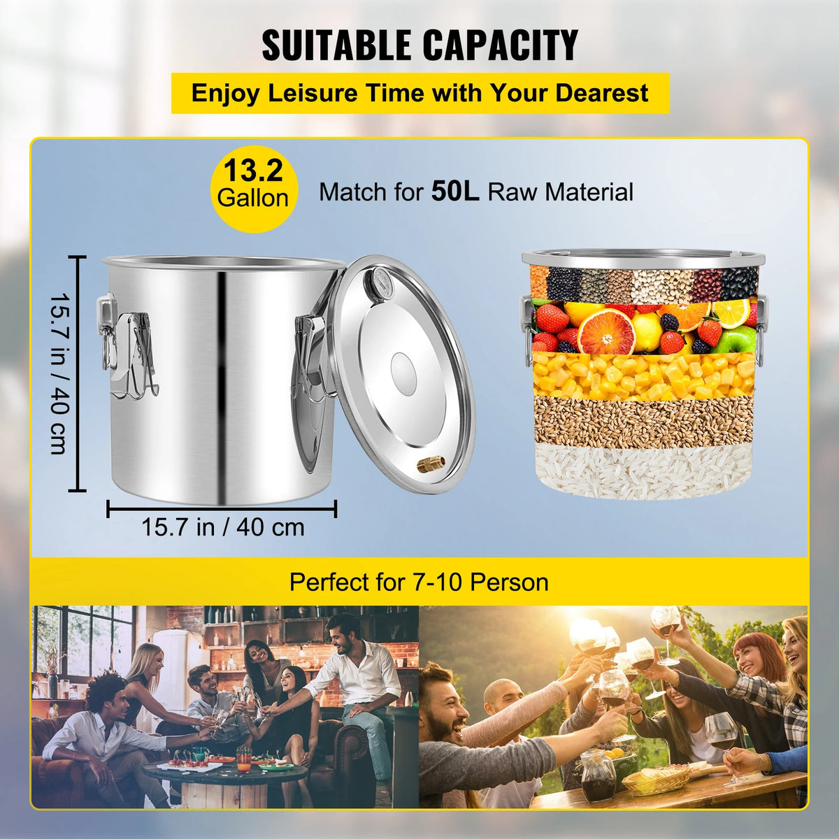 SucceBuy Stainless Steel Alcohol Distiller For Home Brewing