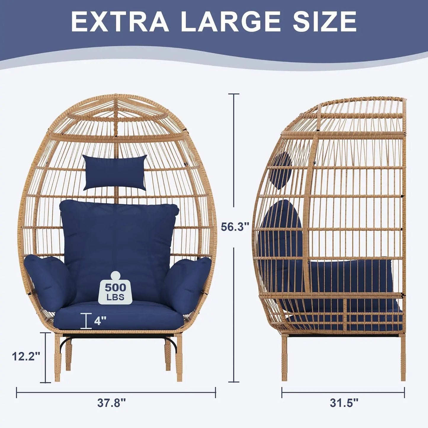 HiMISS Egg Chair Wicker Outdoor Lounger Patio Living Room