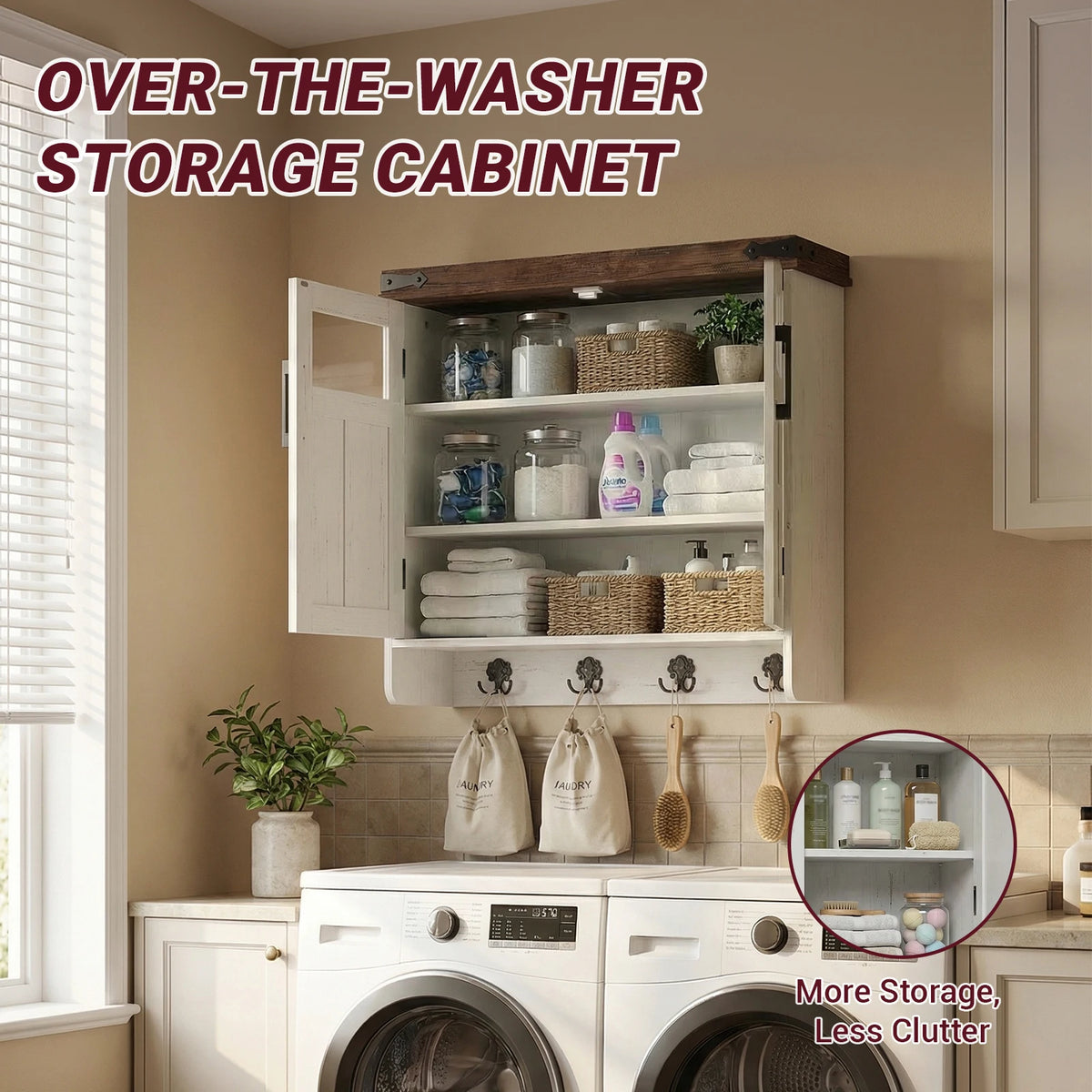 Bathroom Wall Cabinet With Adjustable Shelves And Towel Hook