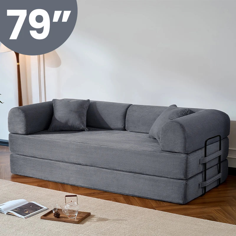 Corduroy Upholstered Convertible Sofa Bed Loveseat Sleeper Living Room