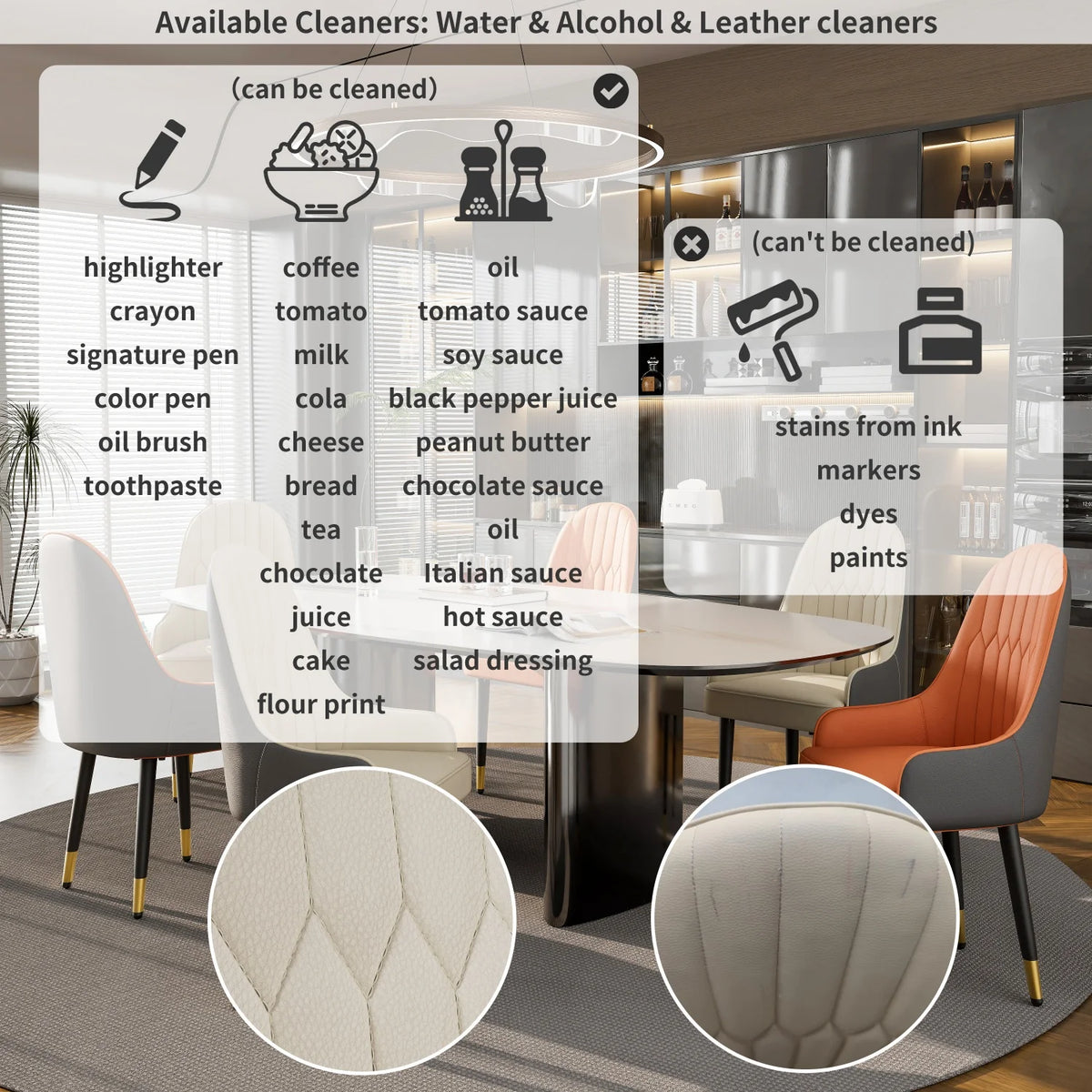 Modern Dining Chairs Set Of Two With Upholstered Cushion Seats