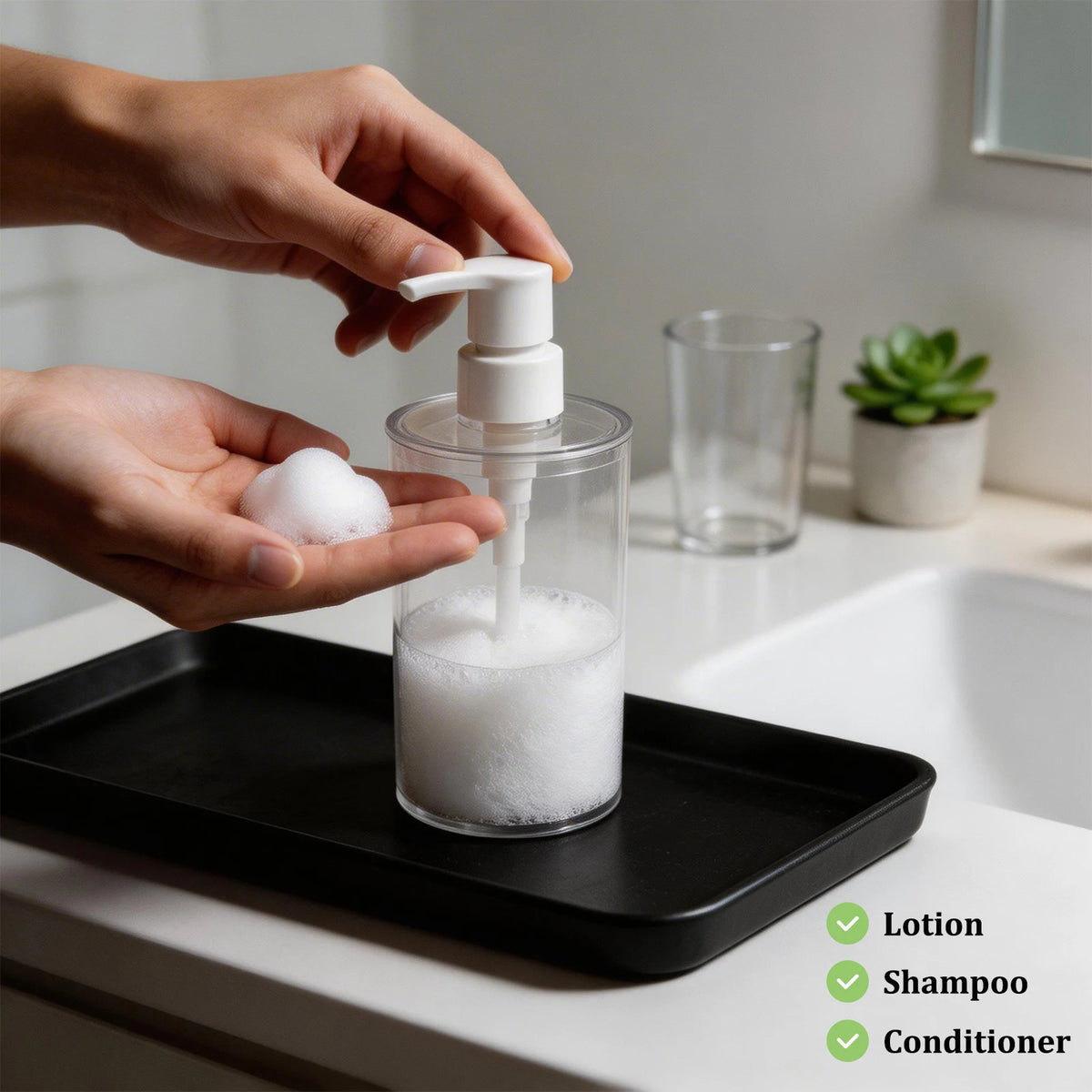 Hanmart Bathroom Accessory Set Soap Dispenser Toothbrush Holder