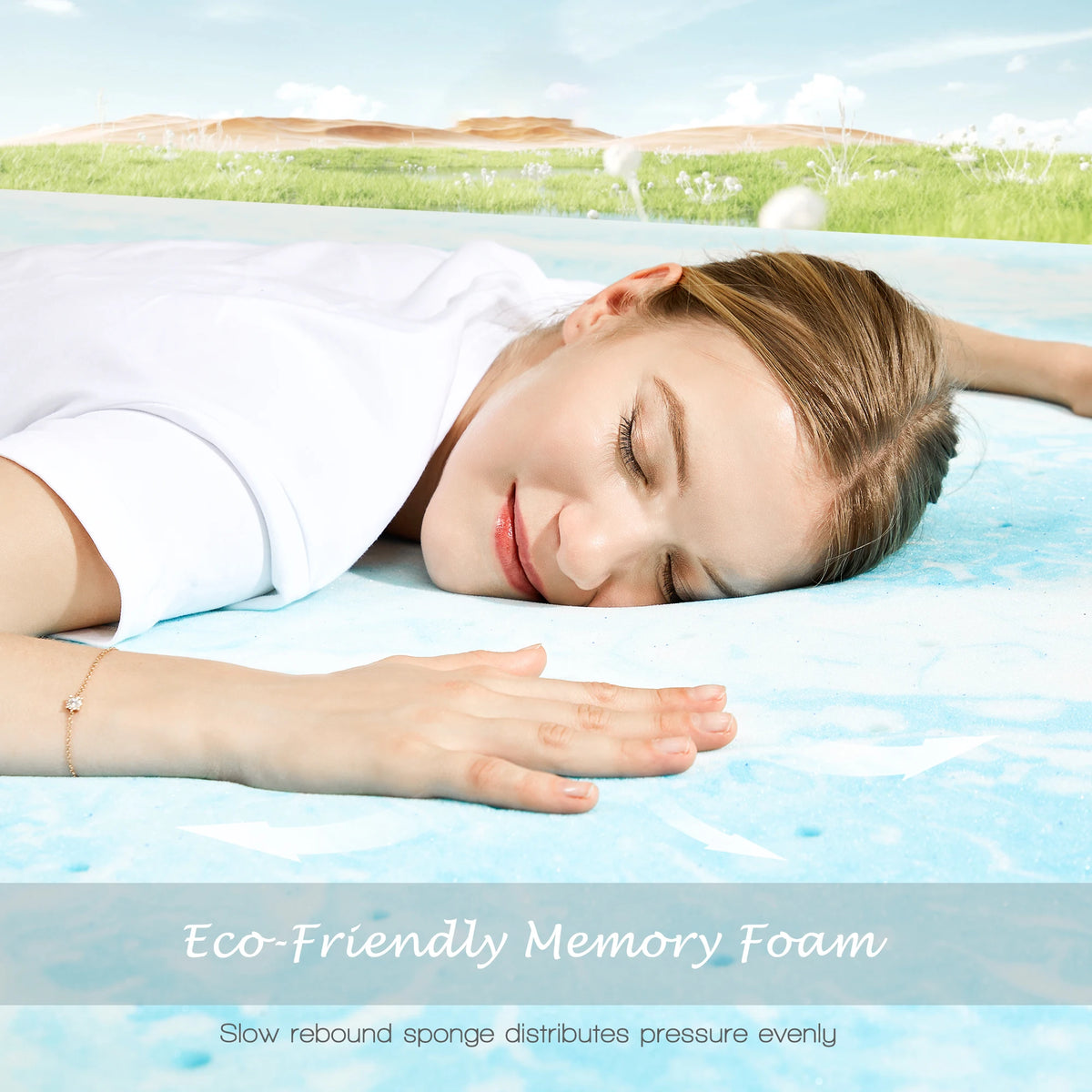 JHK Gel Memory Foam Mattress Topper With Cooling Layer