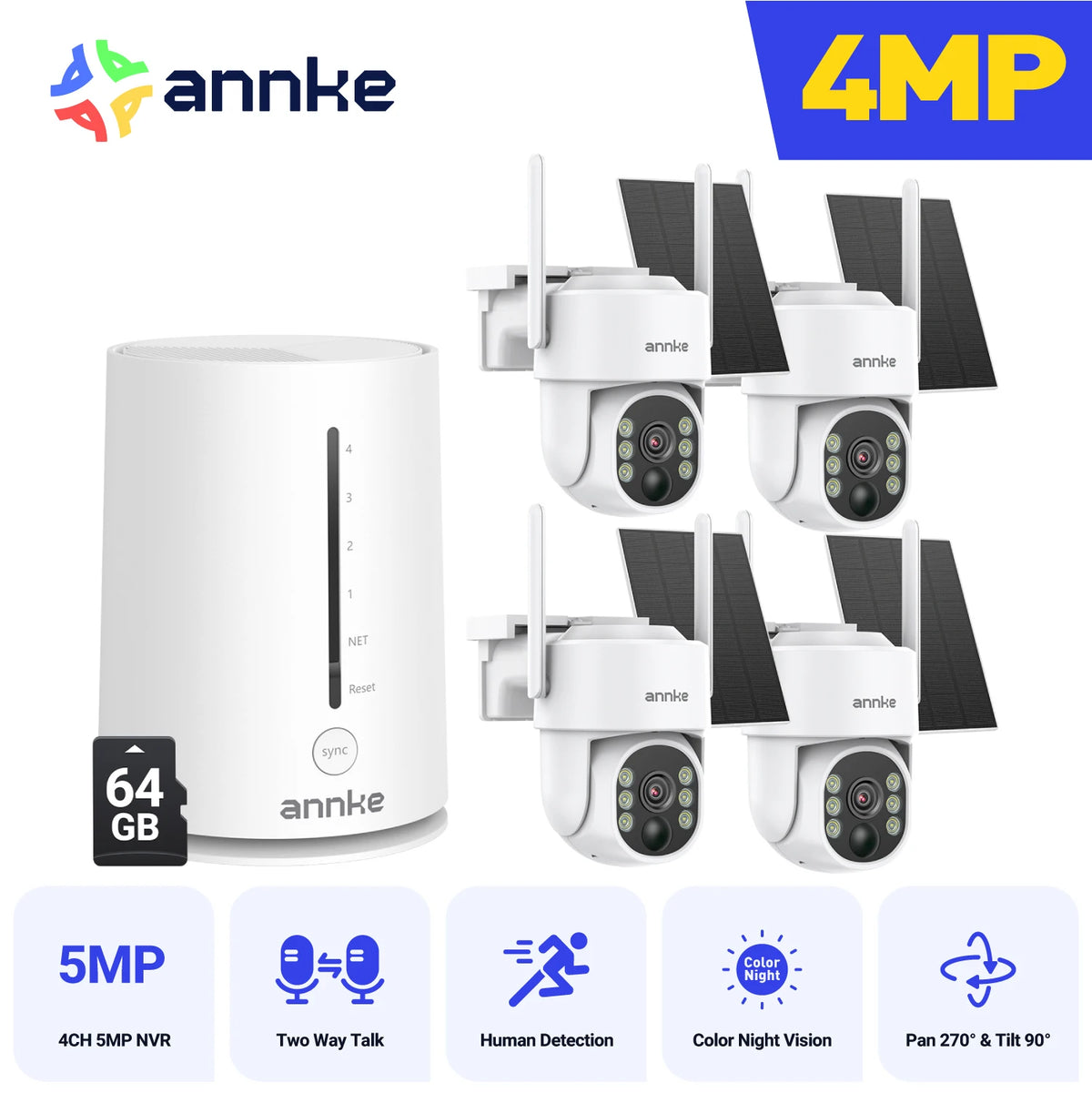 ANNKE 4MP Wireless Battery Security Camera System Auto Tracking