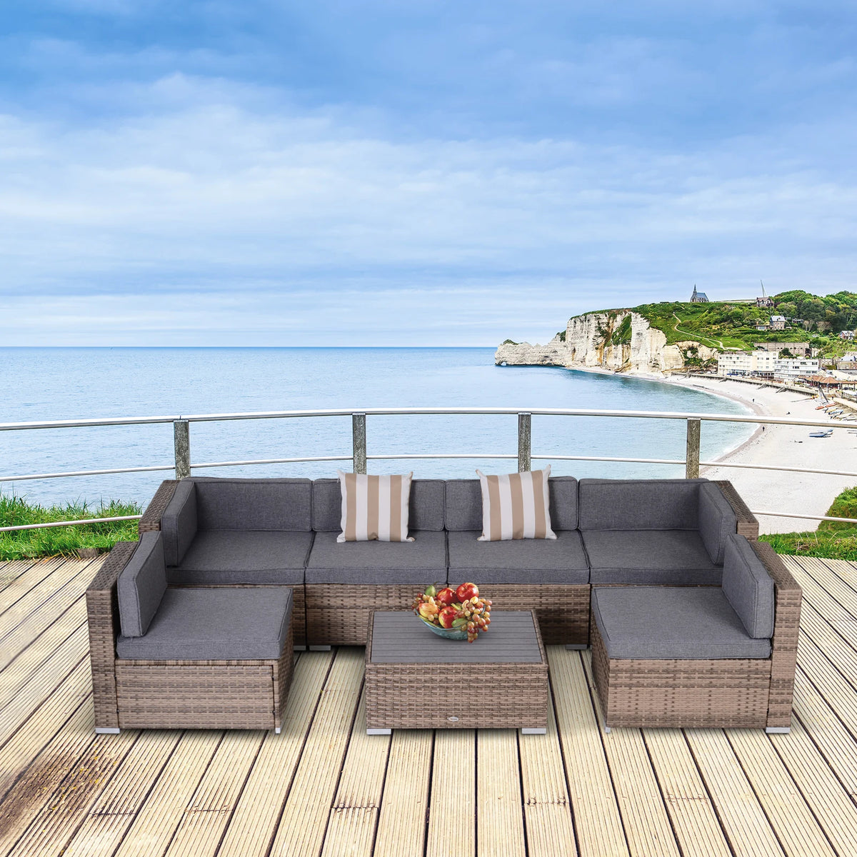 Outsunny Modular Rattan Outdoor Sectional Sofa Lounge Set