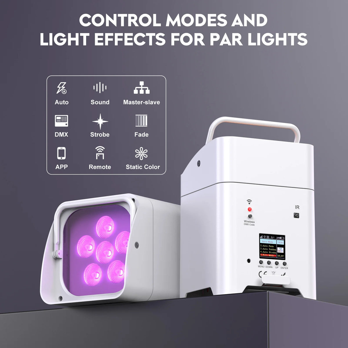 U'King Rechargeable RGBWA UV LED DMX Stage Par Light