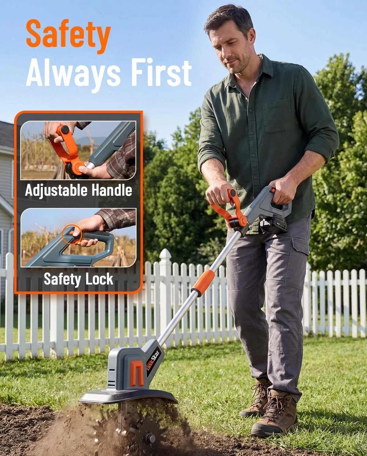 TaskStar Cordless Garden Tiller Cultivator for Makita 18V Batteries