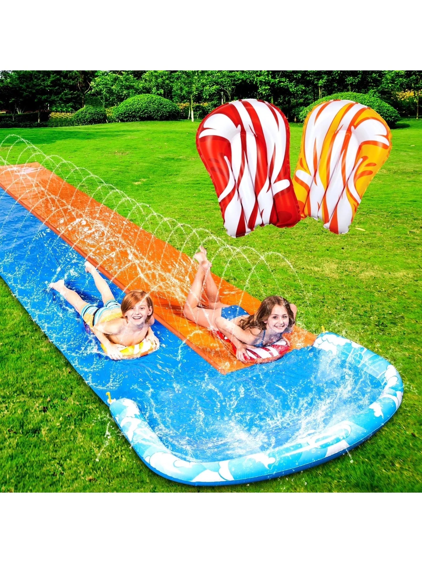 Joyfy Water Slide With Sprinkler And Bodyboards For Kids