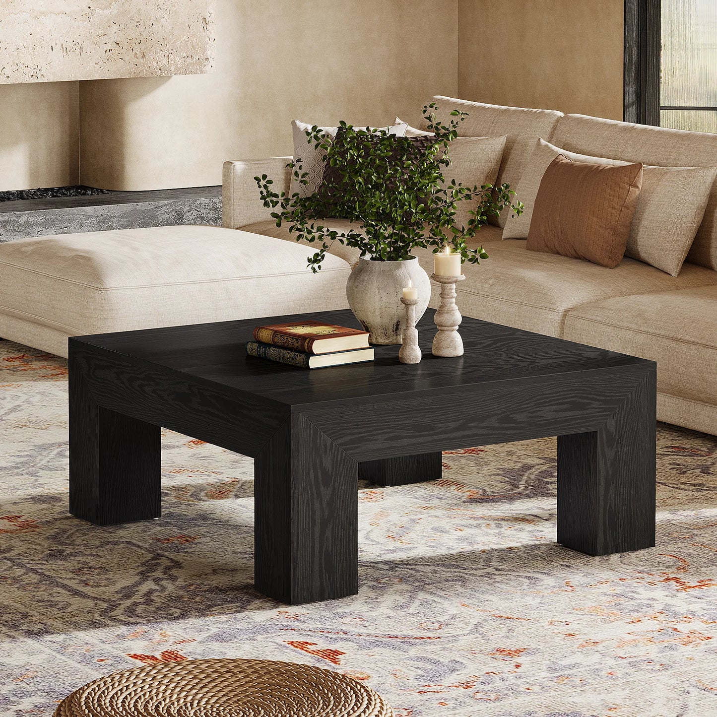 Tribesigns Square Coffee Table Farmhouse MDF Center Cocktail Table