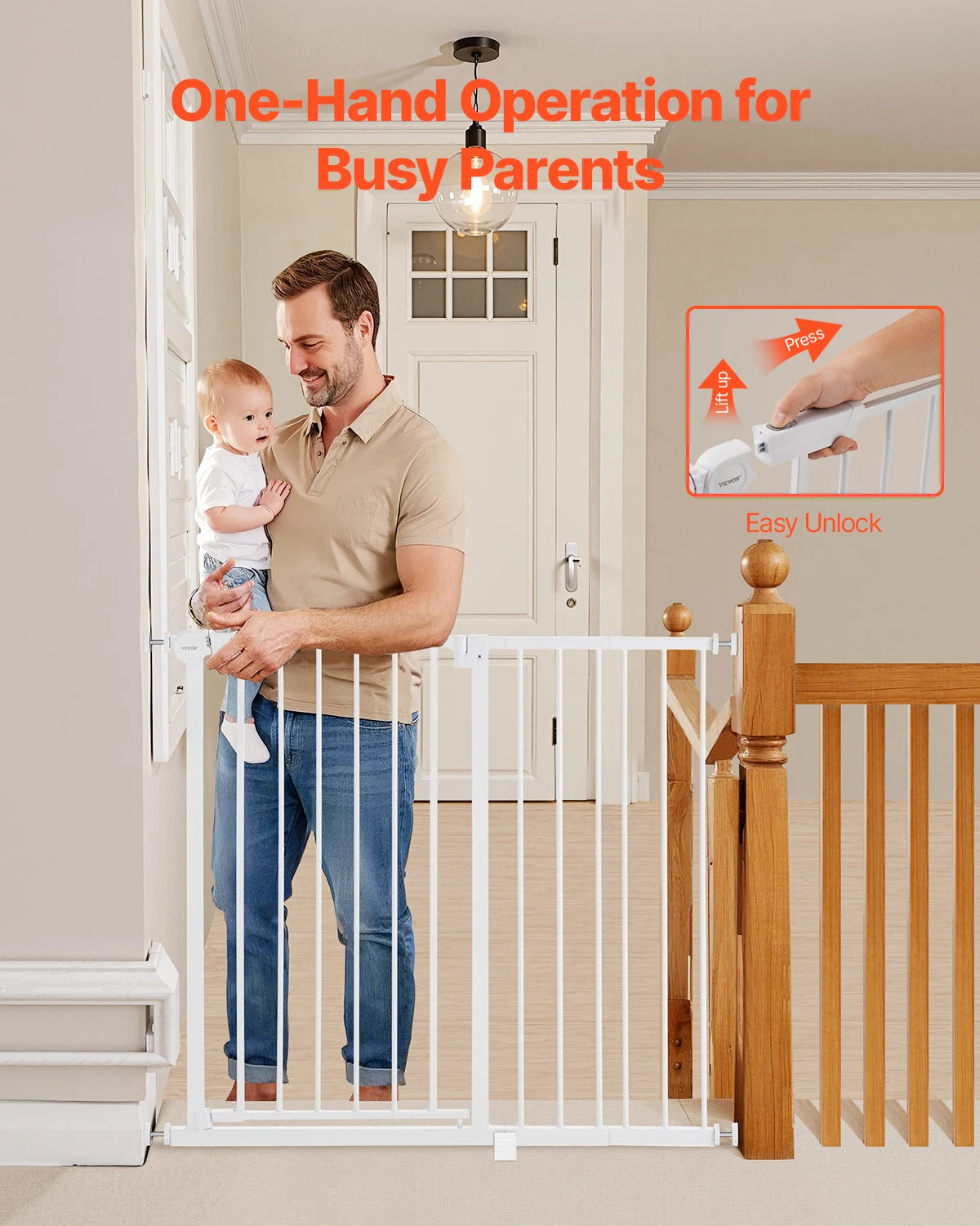 SucceBuy Baby Gate Pressure Mount Walk Through For Doorways