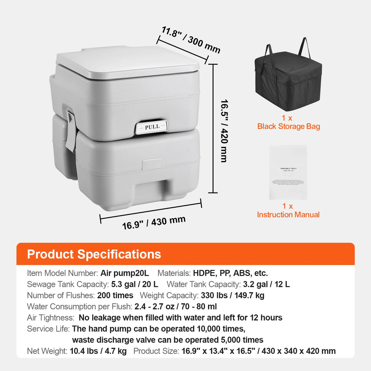 SucceBuy Portable Camping Toilet Detachable Waste Tank And Level Indicator