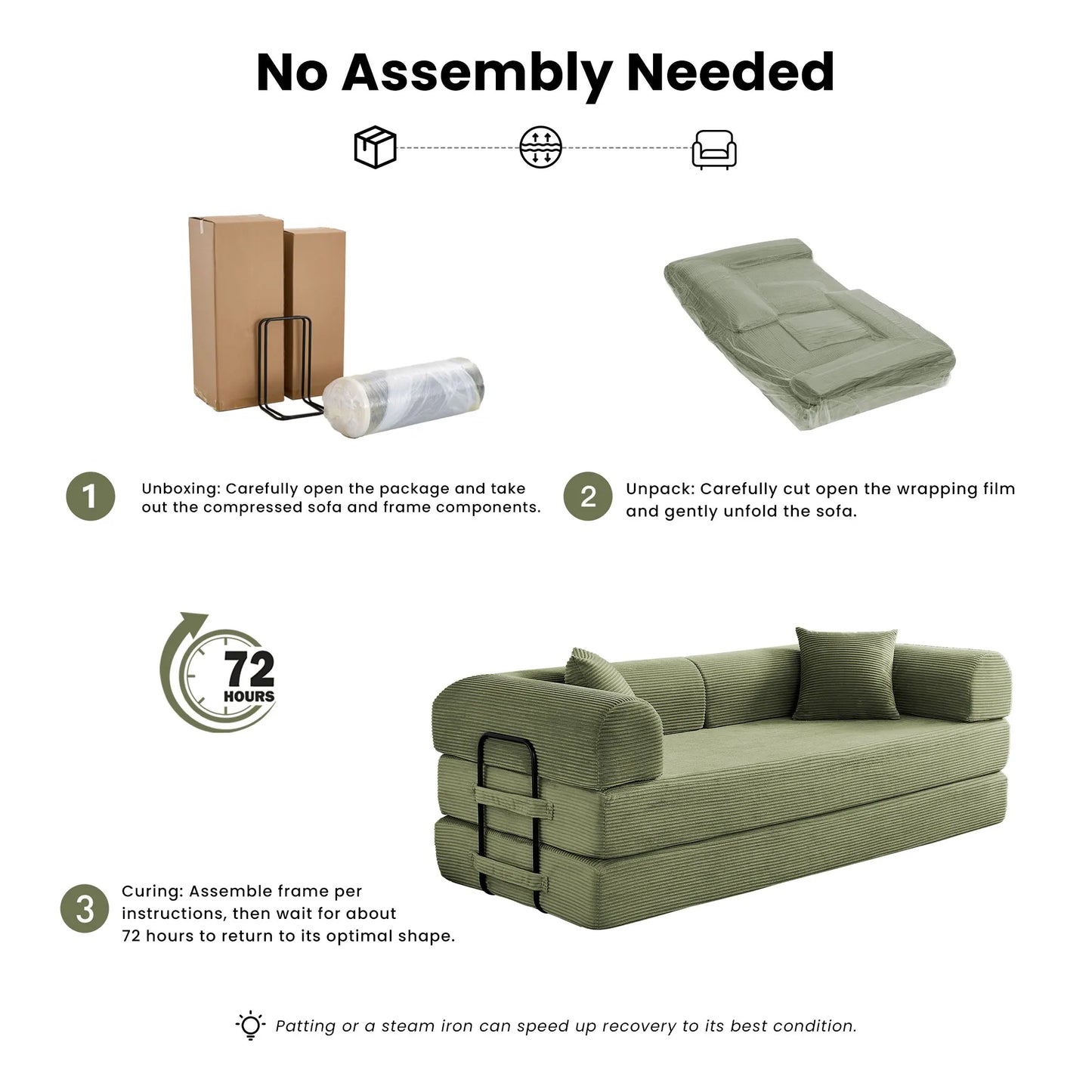 Corduroy Upholstered Convertible Sofa Bed Loveseat Sleeper Living Room