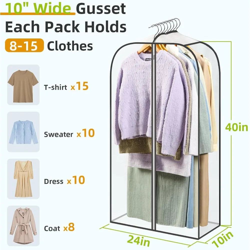 Garment Bags Double Sided Zippers Hanging Clothes Storage Suit Covers