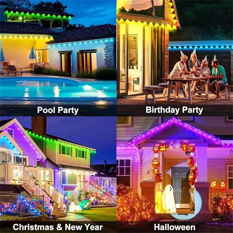 Smart Outdoor Eaves Light String With App Music Sync Control