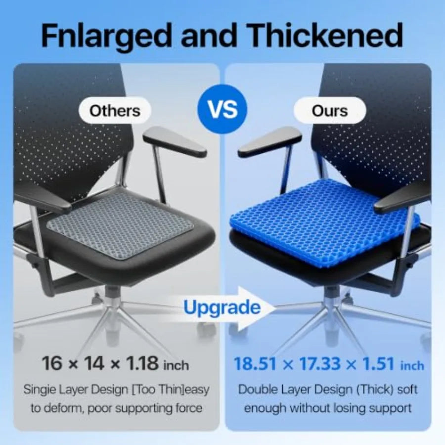 Gel Cooling Seat Cushion With Breathable Honeycomb Pressure Relief