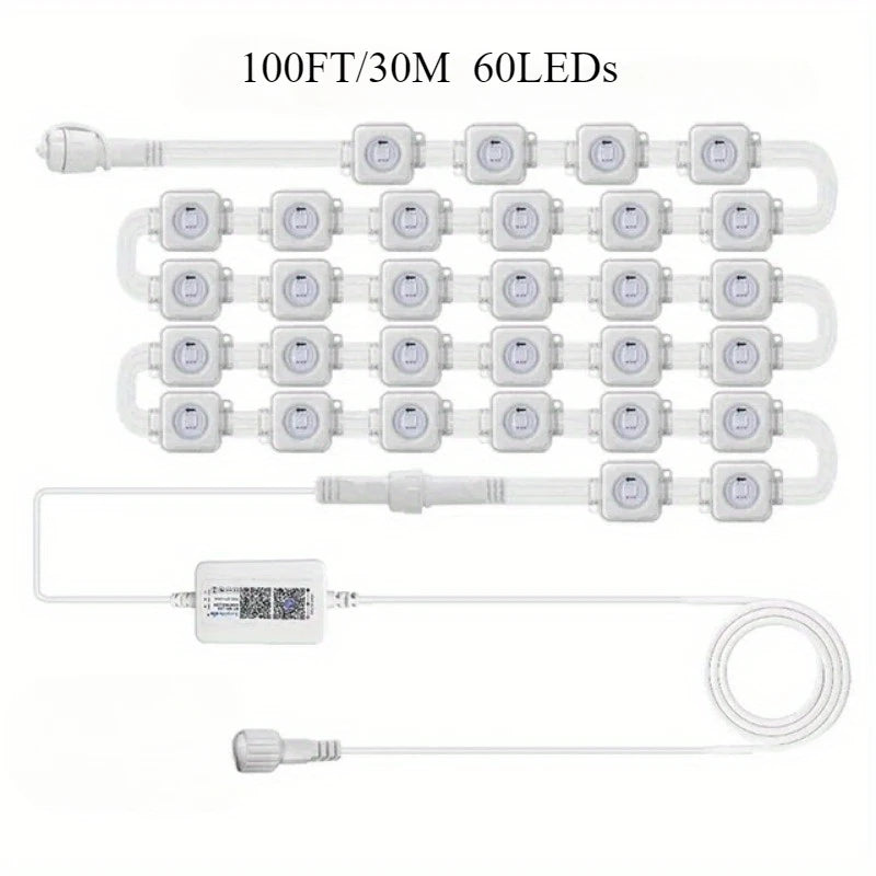 GCTECHING Waterproof Permanent Outdoor LED String Lights for Eaves