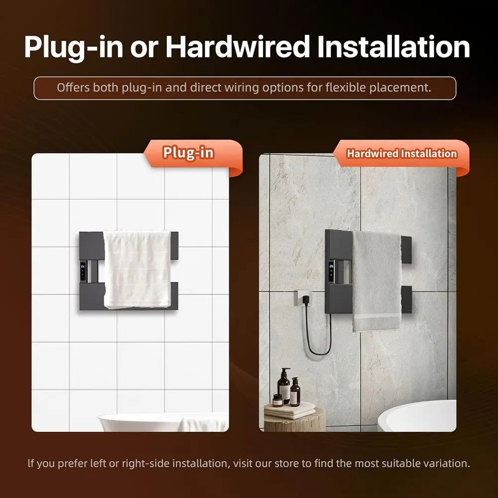 Smart Electric Heated Towel Warmer Rack Wall Mounted Timer Control