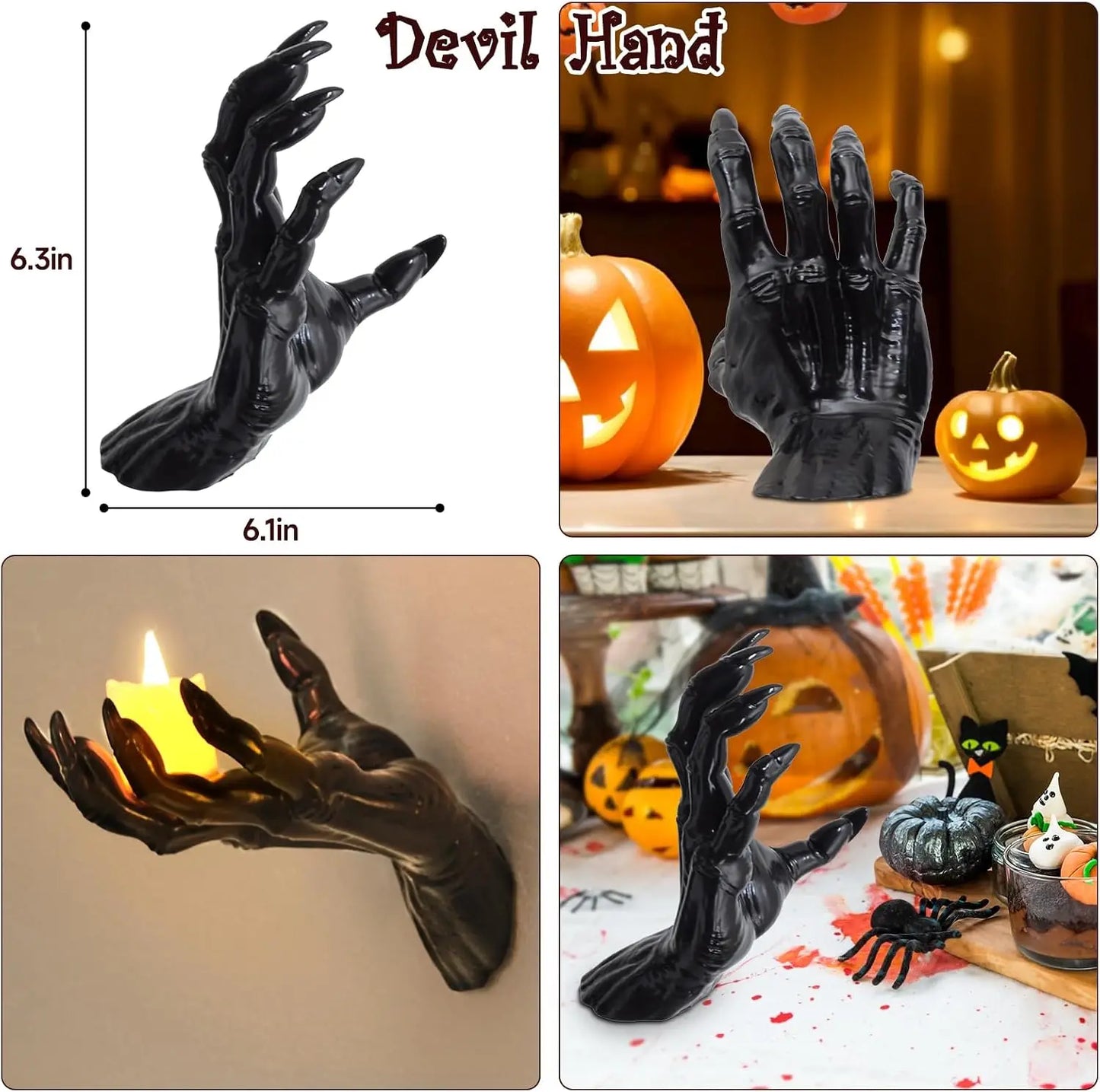 Wall Mounted Creepy Reaching Hands With Lighted Candles Halloween Decor