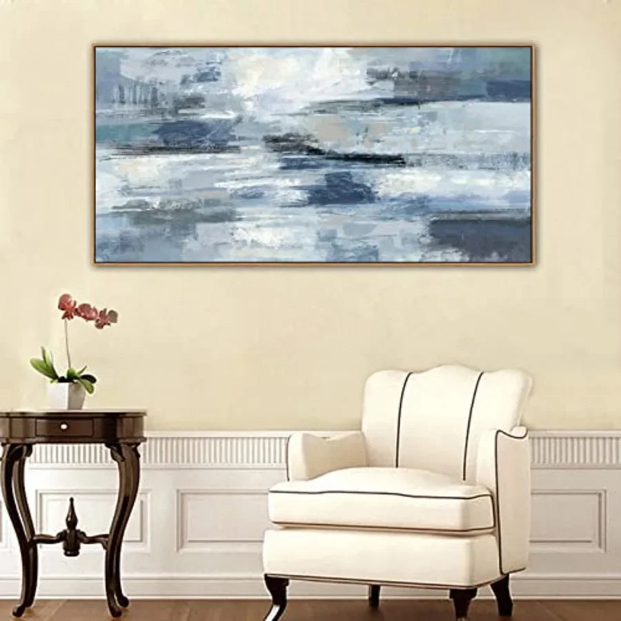 Abstract Ocean Canvas Wall Art Framed For Living Room Office