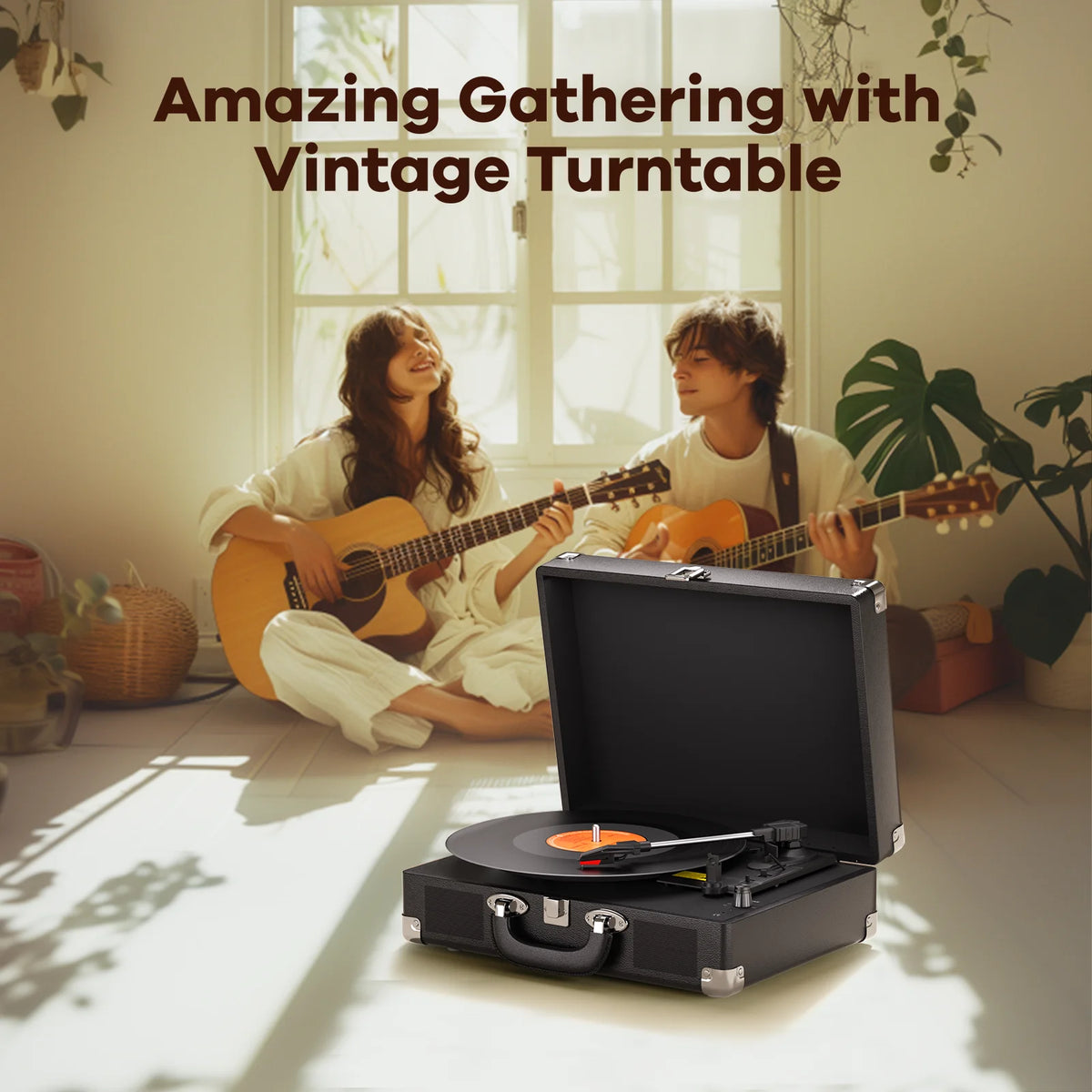 MaiO MultiSpeed Record Player Featuring Stereo Speakers And Headphone Jack
