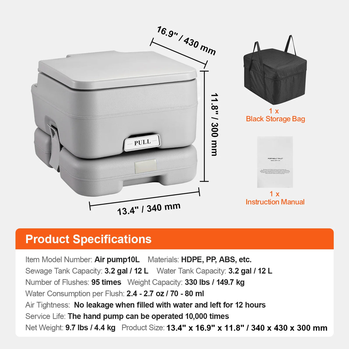 SucceBuy Portable Camping Toilet Detachable Waste Tank And Level Indicator