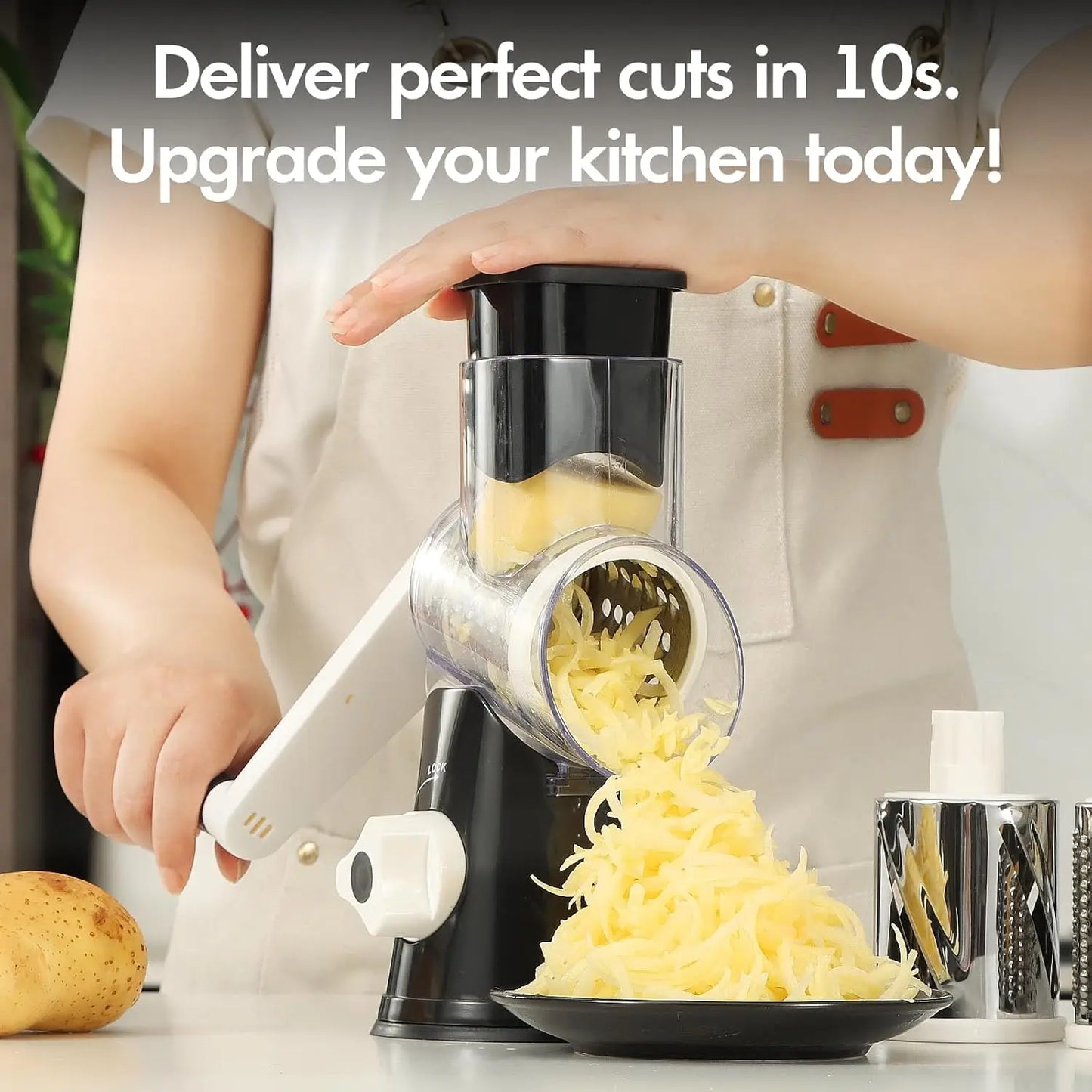 SHFY Stainless Steel Rotary Drum Grater 3 In 1 Slicer