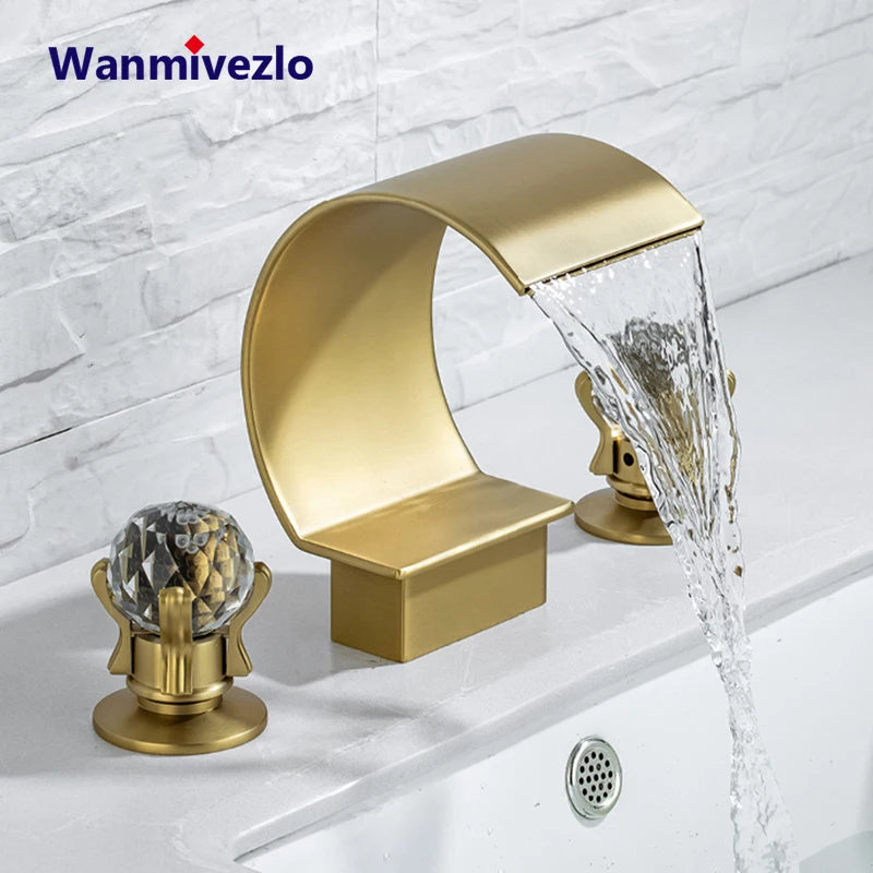 Wanmivezlo Brass Deck Mount Widespread Basin Faucet With Dual Handles
